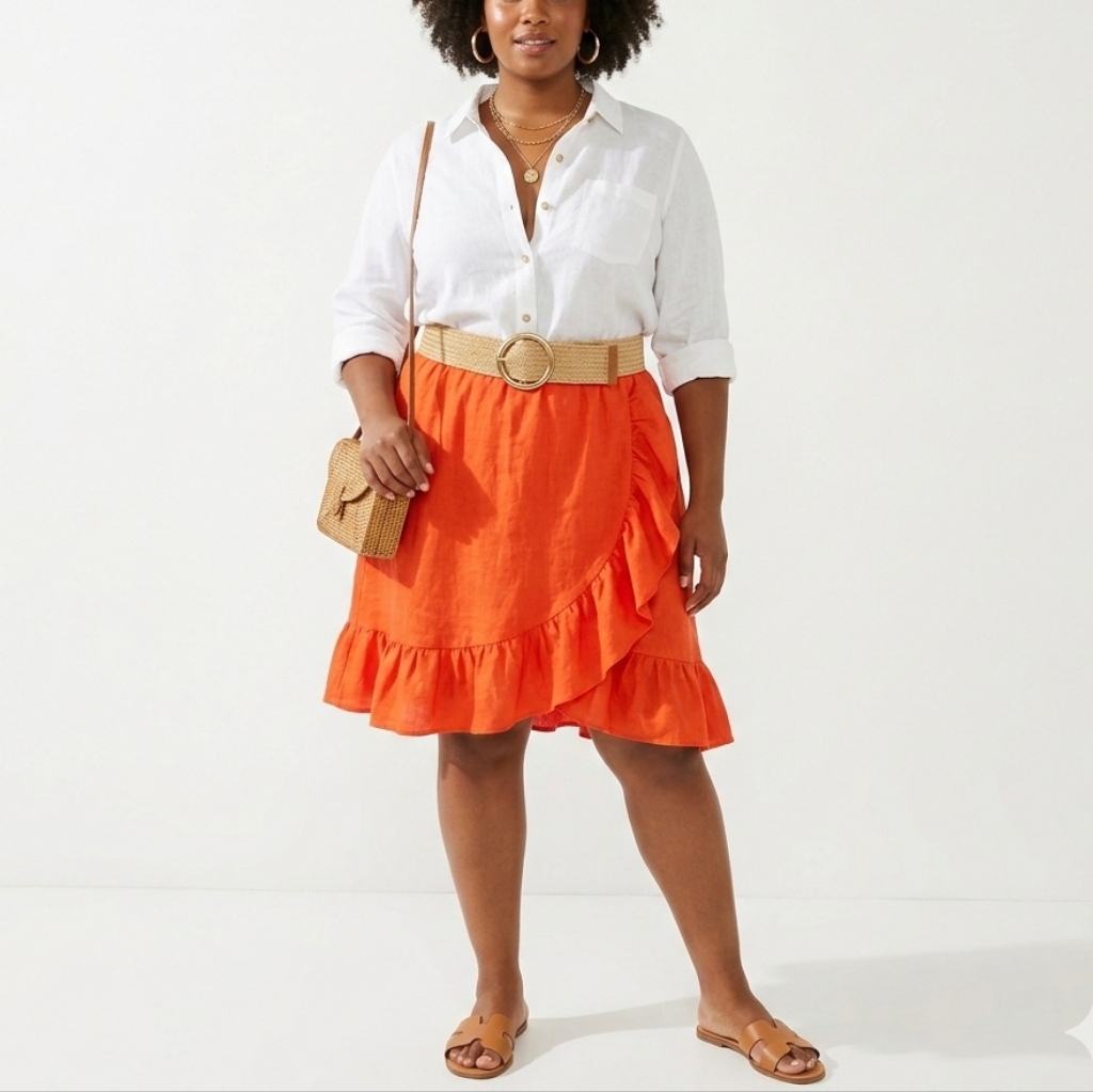 Nwt J. Crew Orange Ruffle Mini Skirt